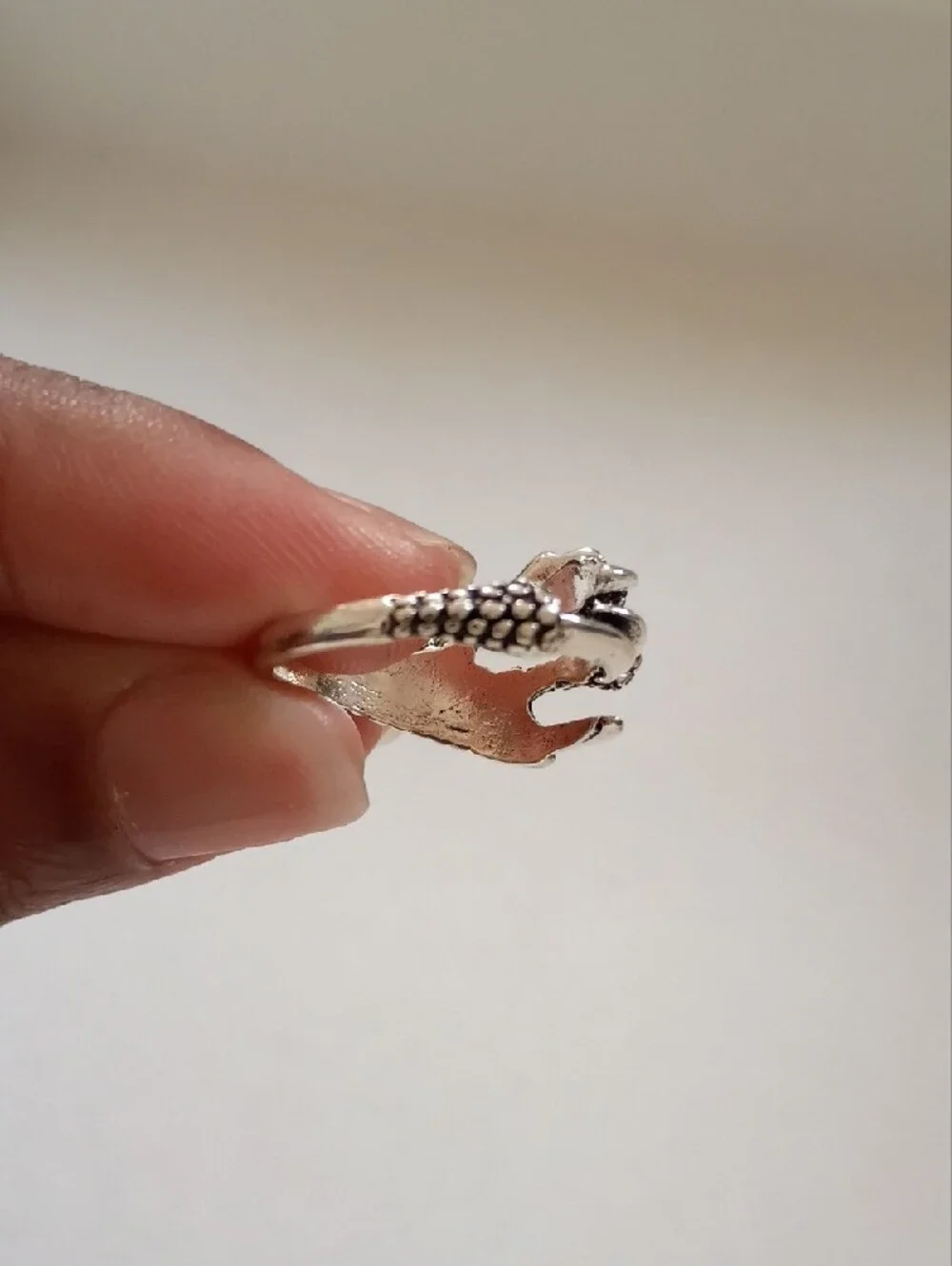 Silver Tone Leaf Wrap Ring Textured Nature Statement Band Men’s Size 8